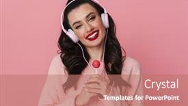  Presentation with lollipop - Amazing slide deck having portrait-of-a-cheerful-young backdrop and a coral colored foreground