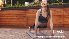  Presentation with exercise kids kid doing fitness - Slide set featuring portrait of a cheery young background and a coral colored foreground