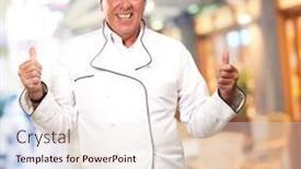 Presentation with cook chef - PPT theme having portrait-of-a-chef-cook background and a sky blue colored foreground
