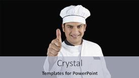  Presentation with chef - PPT theme enhanced with portrait-of-a-chef-gesturing background and a light gray colored foreground