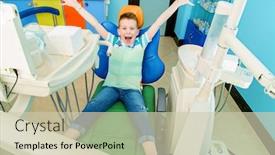  Presentation with child medicine - PPT theme featuring portrait-of-a-child-boy background and a soft green colored foreground