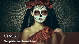  Presentation with sugar skull - Slide deck enhanced with portrait-of-a-child-girl background and a tawny brown colored foreground
