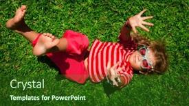  Presentation with summer time - Slides enhanced with portrait-of-a-child-girl background and a forest green colored foreground