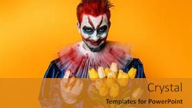  Presentation with actor - Slide deck featuring portrait-of-a-clown background and a gold colored foreground
