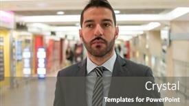  Presentation with commuter - Slide set consisting of portrait-of-a-commuter-businessman background and a dark gray colored foreground