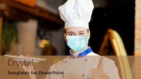  Presentation with coronavirus - Presentation design consisting of portrait-of-a-confident-chef background and a coral colored foreground
