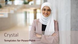  Presentation with muslim - PPT layouts featuring portrait-of-a-confident-muslim background and a soft green colored foreground