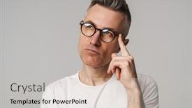  Presentation with confident - Slide deck enhanced with portrait-of-a-confident-pensive background and a soft green colored foreground