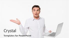  Presentation with isolated paw prints over white - PPT theme with portrait of a confused frustrated background and a  colored foreground