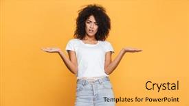  Presentation with african american girl power business - Cool new presentation design with confucion - portrait of a confused young backdrop and a yellow colored foreground