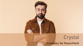  Presentation with clothes - Slide deck having portrait-of-a-confused-young background and a coral colored foreground