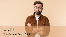  Presentation with clothes - Amazing presentation design having portrait-of-a-confused-young backdrop and a coral colored foreground