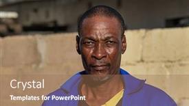  Presentation with construction - Presentation theme with portrait-of-a-construction-worker background and a coral colored foreground