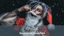  Presentation with punk - Beautiful presentation theme featuring portrait of a cool punk santa claus with bright dreadlocks over black background backdrop and a ocean colored foreground