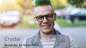  Presentation with cool - Audience pleasing presentation design consisting of rebellion - portrait of a cool young backdrop and a light blue colored foreground