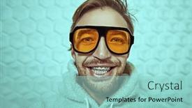  Presentation with cool - Slides consisting of portrait-of-a-cool-young background and a mint green colored foreground