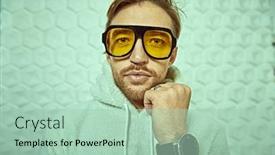  Presentation with youth - Presentation design with portrait-of-a-cool-young background and a mint green colored foreground