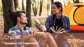  Presentation with forest - Colorful presentation design enhanced with portrait-of-a-couple-resting backdrop and a red colored foreground