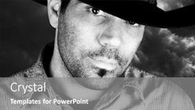  Presentation with cowboy - Slide deck having portrait-of-a-cowboy background and a gray colored foreground