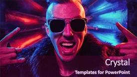  Presentation with light colors for solid waste - Beautiful PPT layouts featuring portrait of a crazy disco backdrop and a  colored foreground