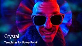  Presentation with simple and light colors - Beautiful slides featuring portrait of a crazy disco backdrop and a  colored foreground