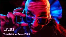  Presentation with simple and light colors - Beautiful PPT layouts featuring portrait of a crazy disco backdrop and a  colored foreground