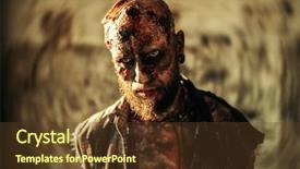  Presentation with scary halloween - Colorful presentation theme enhanced with portrait of a creepy scary backdrop and a tawny brown colored foreground