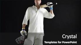  Presentation with cricket - Amazing presentation theme having portrait of a cricket player backdrop and a black colored foreground