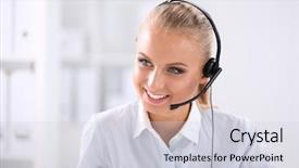  Presentation with customer service - Slide deck featuring portrait of a customer service agent sitting at office background and a lemonade colored foreground