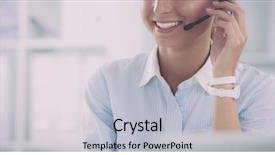  Presentation with customer service - Slide set featuring portrait of a customer service background and a light gray colored foreground