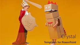  Presentation with knight - Colorful slides enhanced with portrait-of-a-cute-boy backdrop and a gold colored foreground