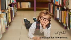  Presentation with school - PPT layouts featuring portrait-of-a-cute-boy background and a coral colored foreground