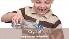  Presentation with bottle water - Presentation enhanced with portrait of a cute boy having a bottle of refreshing water - isolated on white background and a coral colored foreground