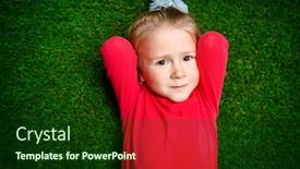  Presentation with kids fashion - Audience pleasing PPT layouts consisting of portrait of a cute bright girl posing in the studio over the green grass background kids casual fashion beauty backdrop and a forest green colored foreground