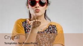  Presentation with cute - Beautiful presentation theme featuring portrait-of-a-cute-brunnet backdrop and a coral colored foreground