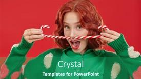  Presentation with christmas candy - PPT theme with portrait-of-a-cute-cheerful background and a ocean colored foreground