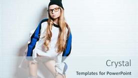  Presentation with kids fashion - Slide deck with portrait-of-a-cute-emotional background and a sky blue colored foreground