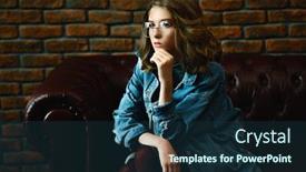  Presentation with young generation - Cool new slides with portrait of a cute girl teenager wearing spectacles glasses for a modern young generation beauty fashion backdrop and a ocean colored foreground