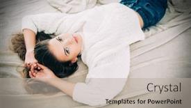  Presentation with cute - Presentation theme enhanced with portrait-of-a-cute-girl background and a light gray colored foreground