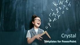  Presentation with education cute - Colorful PPT theme enhanced with portrait-of-a-cute-girl backdrop and a ocean colored foreground