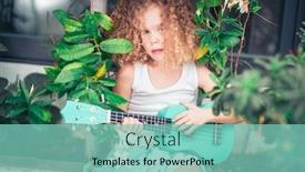  Presentation with ukulele - Beautiful PPT layouts featuring portrait-of-a-cute-girl backdrop and a seafoam green colored foreground