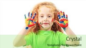  Presentation with education cute - Cool new presentation theme with cute girl enjoying her painting backdrop and a seafoam green colored foreground