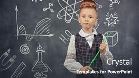  Presentation with black teacher - PPT theme enhanced with portrait-of-a-cute-smart background and a dark gray colored foreground