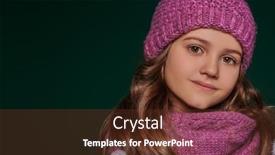  Presentation with knitted clothes - Cool new presentation design with portrait-of-a-cute-smiling backdrop and a tawny brown colored foreground