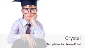  Presentation with academic - Slides featuring portrait of a cute student boy in white shirt a tie and academic hat educational concept isolated over white background and a white colored foreground