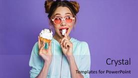  Presentation with bright - Cool new PPT layouts with portrait of a cute young backdrop and a light blue colored foreground