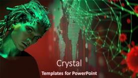  Presentation with biological molecules - Presentation design consisting of portrait-of-a-cyborg-looking background and a tawny brown colored foreground