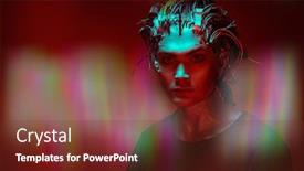  Presentation with light - Beautiful presentation design featuring portrait-of-a-cyborg-man backdrop and a tawny brown colored foreground