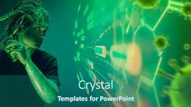  Presentation with biological molecules - Slide set featuring portrait-of-a-cyborg background and a ocean colored foreground