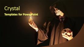  Presentation with human person - PPT theme featuring portrait-of-a-dangerous-person background and a  colored foreground